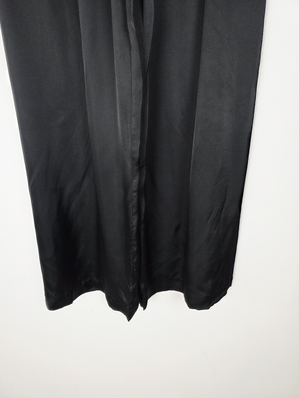 Zara BLOGGER'S FAVE High Rise Black Satin Pants With Waist Drawstring Medium NWT - Picture 7 of 13